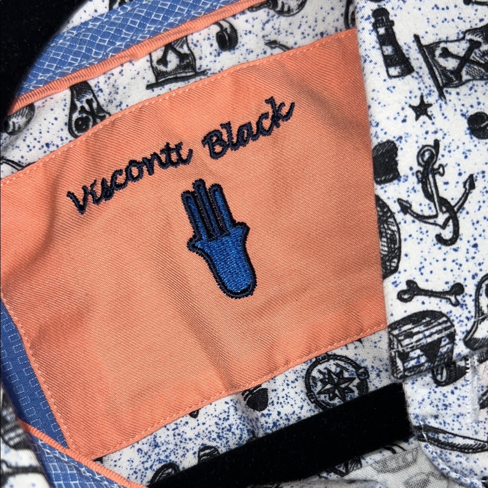 Visconti Black/White Pirate theme Button-Up Men’s XL - Picture 2 of 11